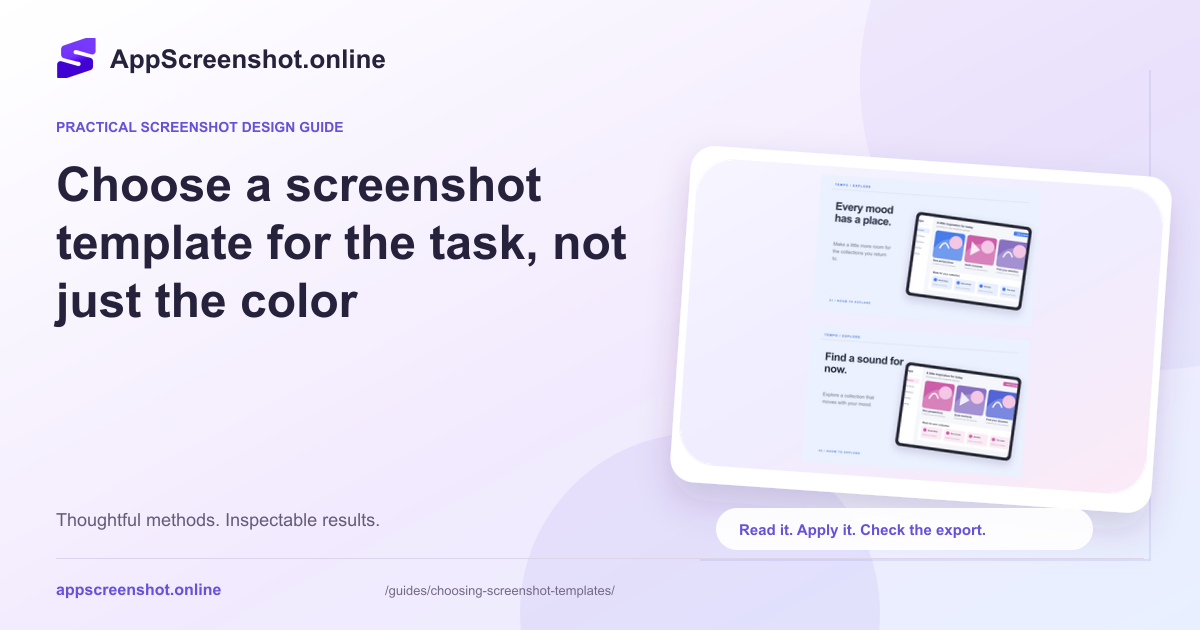 Original visual introduction to Choose a screenshot template for the task, not just the color