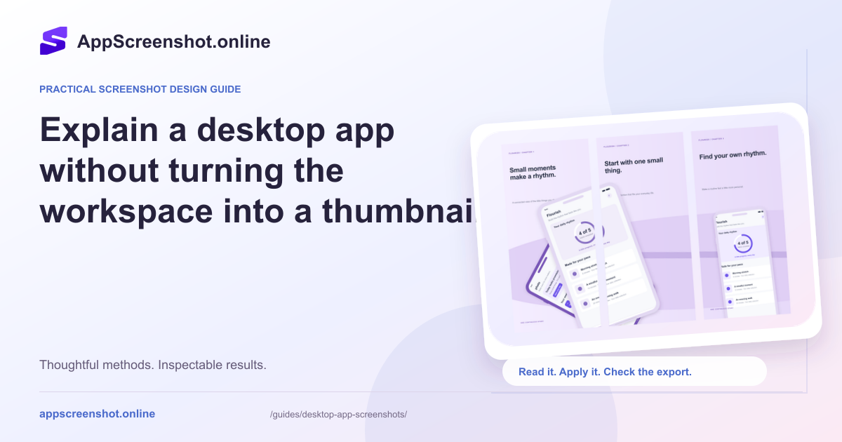 Original visual introduction to Explain a desktop app without turning the workspace into a thumbnail