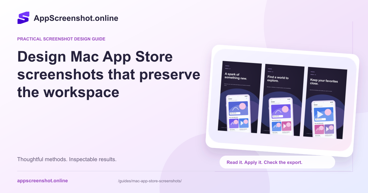 Original visual introduction to Design Mac App Store screenshots that preserve the workspace