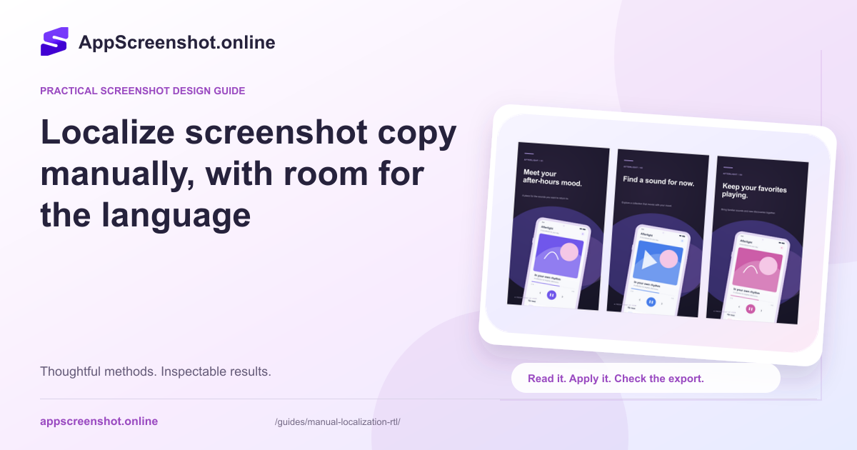 Original visual introduction to Localize screenshot copy manually, with room for the language