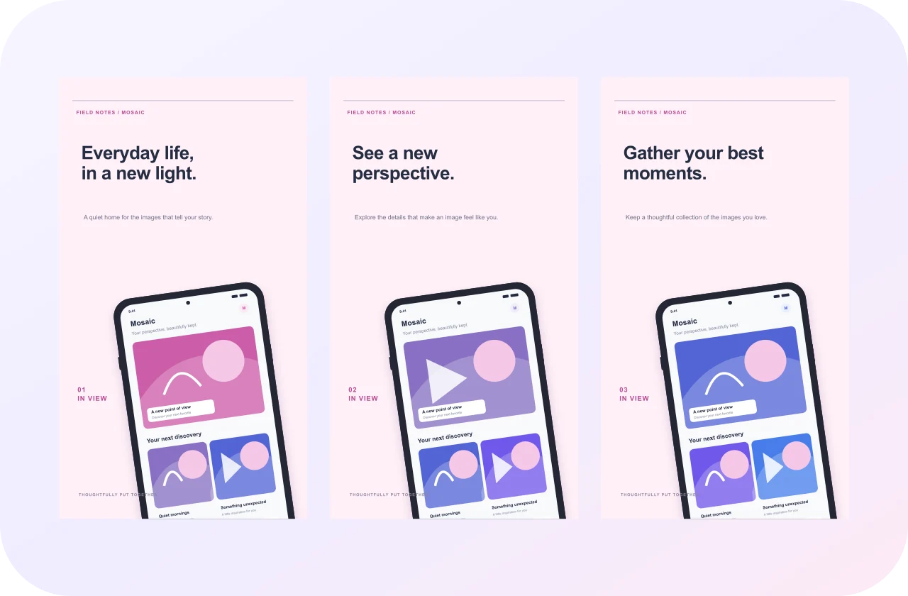 Mosaic Moments, original Margin Notes screenshot sequence